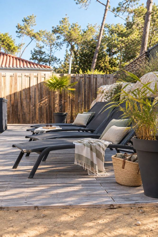 Détente sur les transats de la terrasse de La Villana